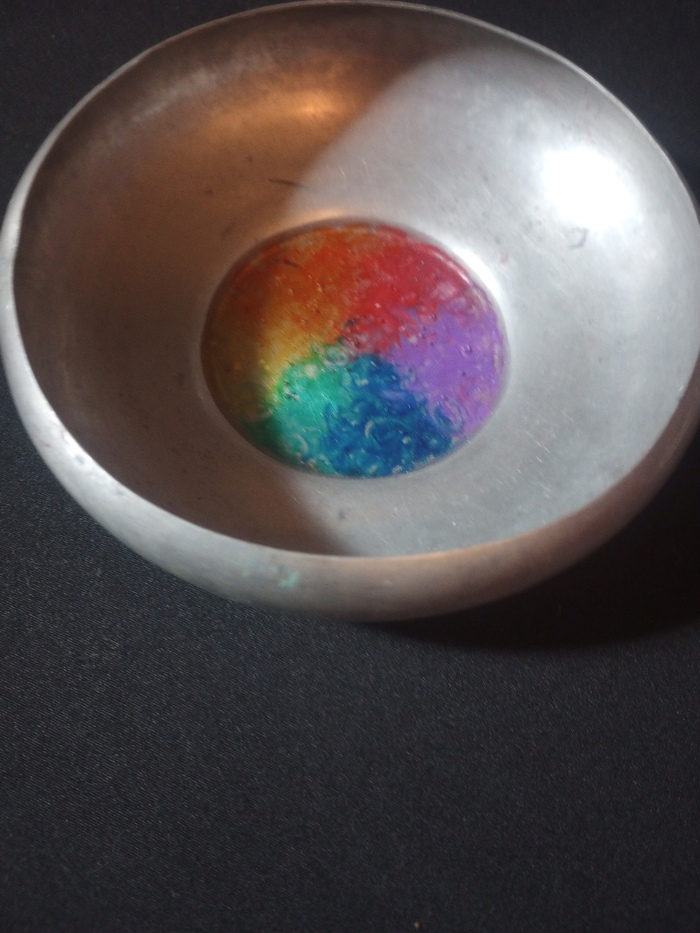 Handmade Silver Bowl with Rainbow Center - Home Art